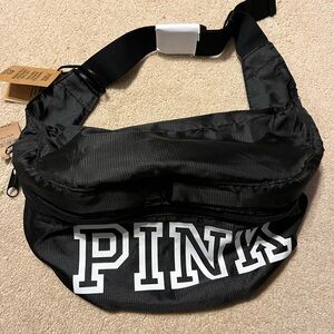 PINK Black Convertible Backpack Fanny Pack